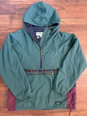 Vintage LL Bean Anorak 90s Rain Jacket Men’s L Rain Coat Thinsulate Quilt